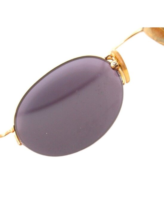 Gucci Oval Sunglasses Half Rim Tortoiseshell Log 50 Stamps 21 Gold Color Blue main image 9
